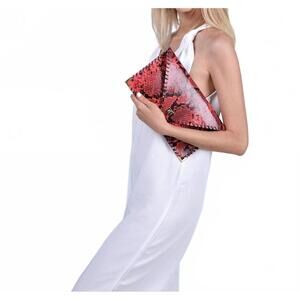 NEW ANA KOUTSI katerina snakeskin clutch in red